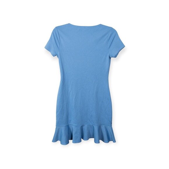 Lovers & Friends Sky Blue Ruffle Hem Short Sleeve Dress S - Picture 3 of 8